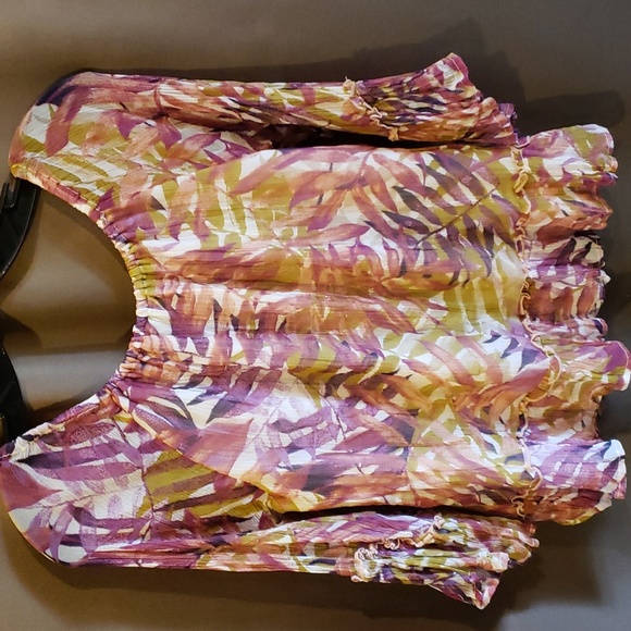 Lucky Plum Fern Print Blouse Size M - Picture 5 of 13